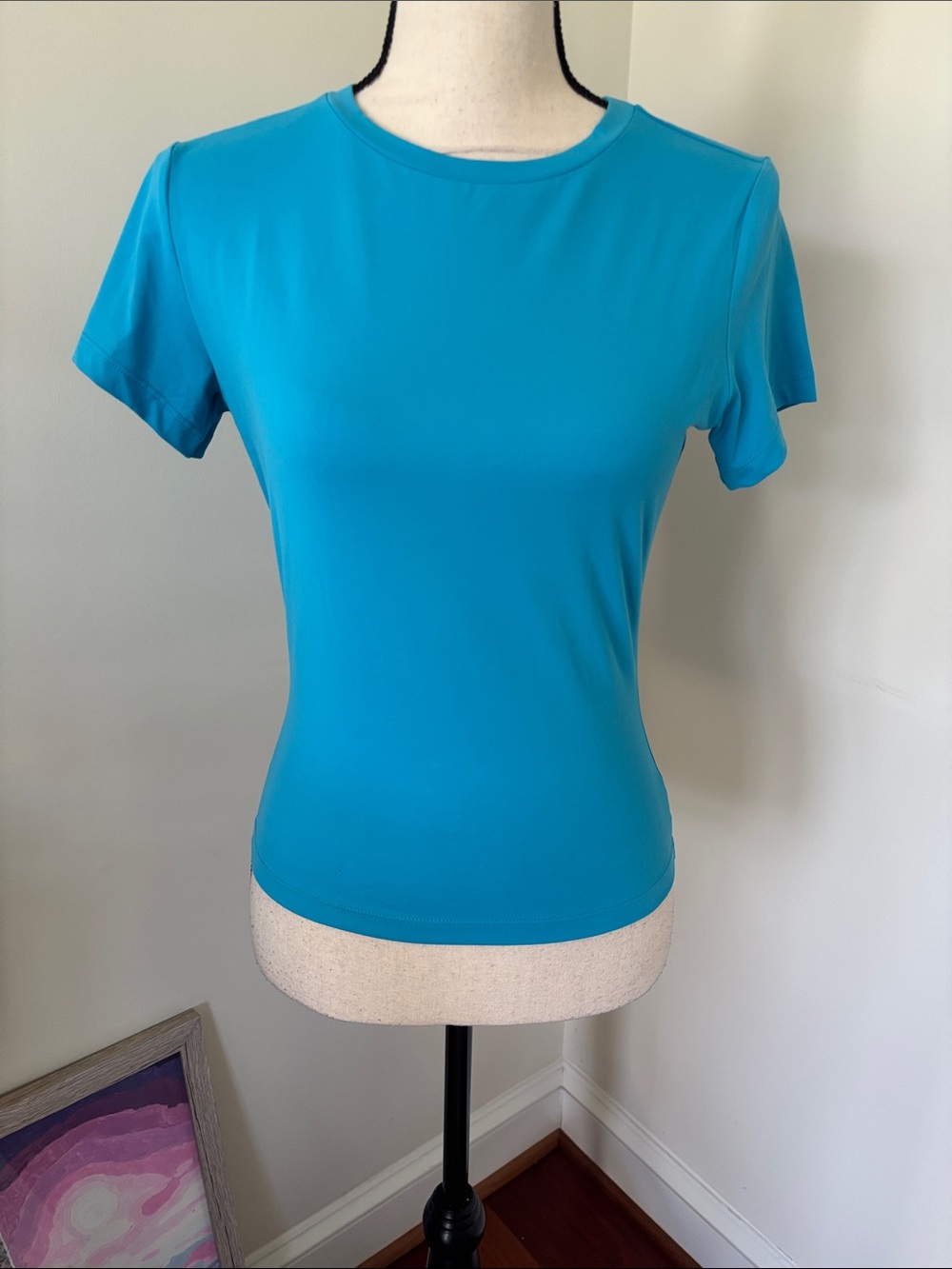 Trendy Queen Women's Crew Neck Active Tee - Turquoise Small